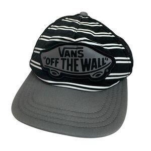 Vans Off The Wall Patch Men’s Snapback Hat Cap Black Stripe Mesh Back Adjustable